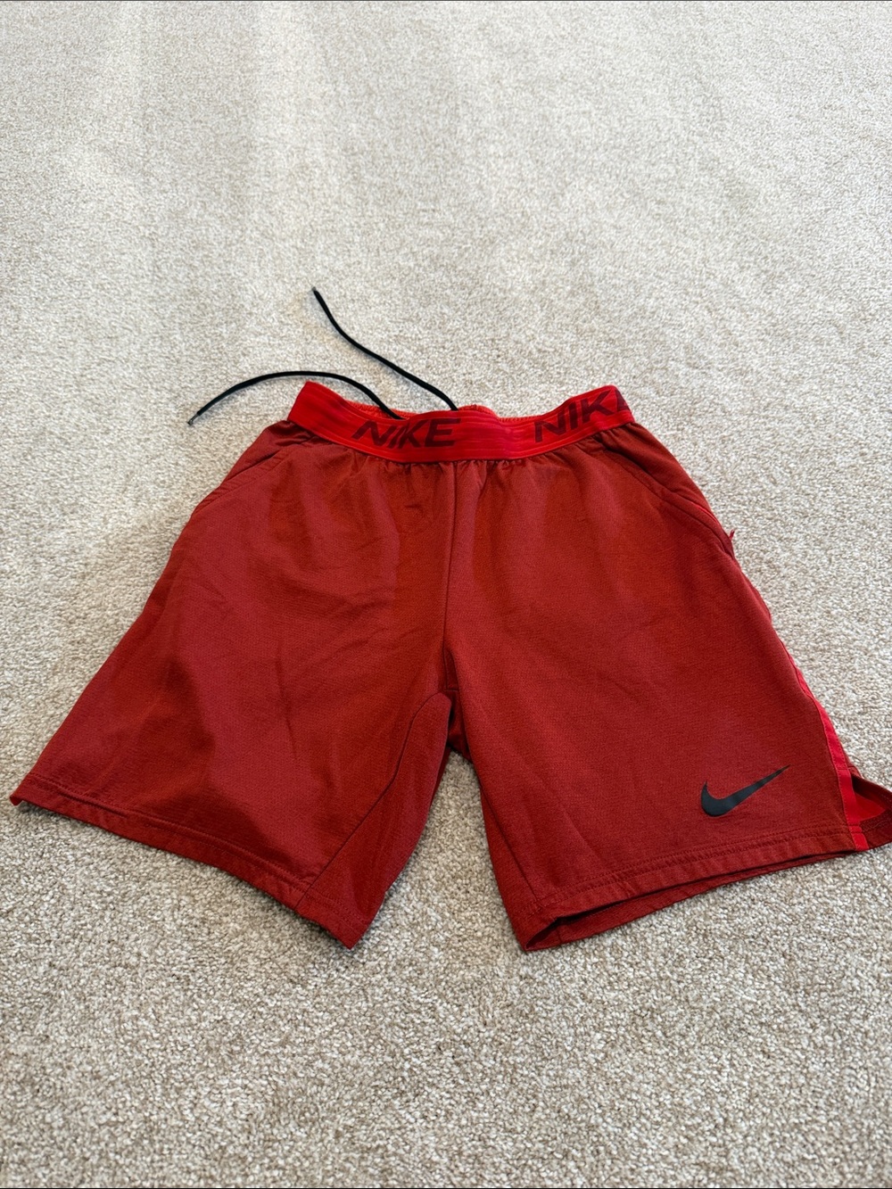 Nike Red Training Shorts with Black Swoosh